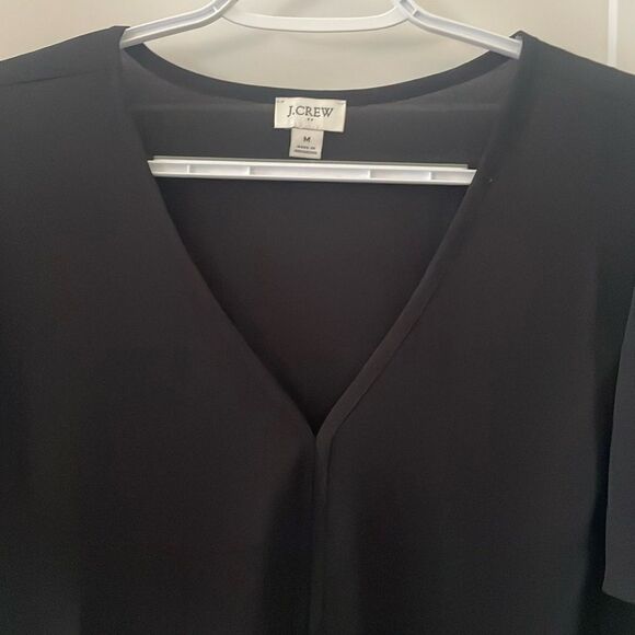 J. Crew Factory Black Flutter Sleeve V-neck Blouse Relaxed Fit - Picture 3 of 5